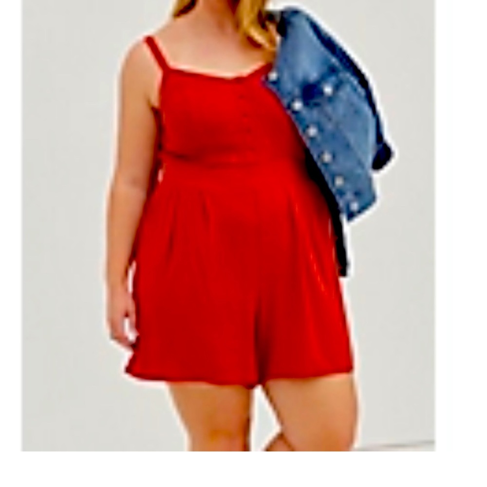 NYT torrid V-Neck Romper - Eyelet Stretch Challis Rust